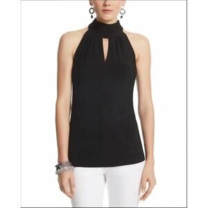 White House Black Market High Neck Keyhole Knit Halter Blouse, size S